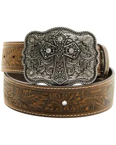 Shyanne Women's Floral Scroll Cross Buckle Belt - Safa23bt1