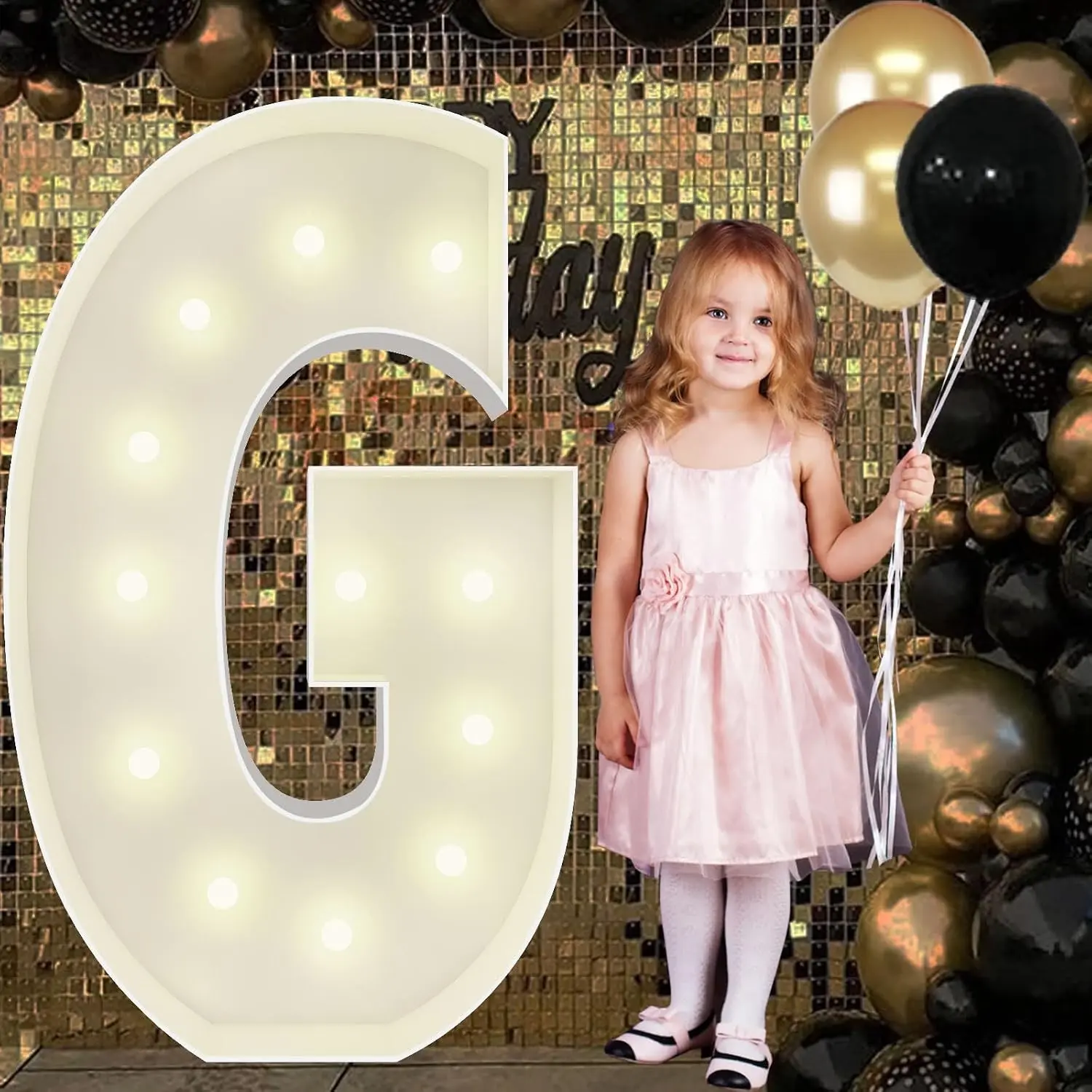 4FT Marquee Light Up Letter G, Large Lighted Letter for Baby Shower Birthday Engagement Wedding Party Decor Graduation Decorations