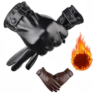 Men's Touchscreen Texting Leather Gloves, Winter Warm Soft Gloves, Cashmere Lining, Cold Weather Protection