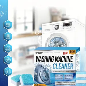 Washing Machine Cleaner Descaler 20 Pack - Deep Cleaning Tablets For HE Front Loader & Top Load Washer, Septic Safe Eco-Friendly Deodorizer, Clean Inside Drum and Laundry Tub Seal