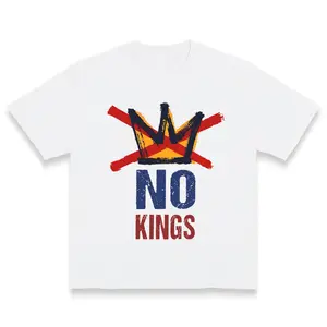 NO KINGS Shirt, Anti Authoritarian Protest Graphic Tee, No Kings In America Political Youth Shirt, Democracy Not Monarchy T-shirt, Perfect Gift Made In USA For Women For Men [180G 100% cotton, lightweight and breathable, soft and comfortable]