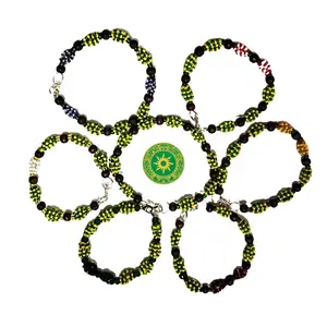 Ilde de Orula con Caminos de los Orishas – Pulsera de Ifá con Cuentas de Madera Natural | Protección y Espiritualidad Yoruba