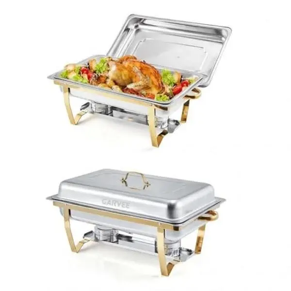 Chafing Dishes for Buffet Set of 2, 8 QT Stainless Steel Chafers and Buffet Warmers Set with Lid, Rectangular Chafing Dishes for Parties, Serving Food Warmer for Wedding Banquet Catering