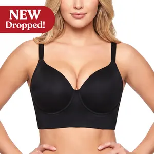 HSIA Delia Plus Size Ulined Seamless Full Coverage Underwire Longline Non-Padded T-Shirt Bra for Fuller Bust Side Smoothing Supportive Smooth Back Wearable Tank Vest