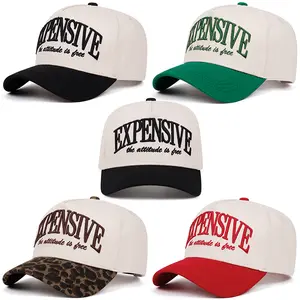 Men’s Baseball Cap with Embroidered “EXPENSIVE” Lettering, Curved Bill, Adjustable Fit, Hip-Hop Street Style, Color-Blocked Design — Adult Casual Hat unisex gift sun girls