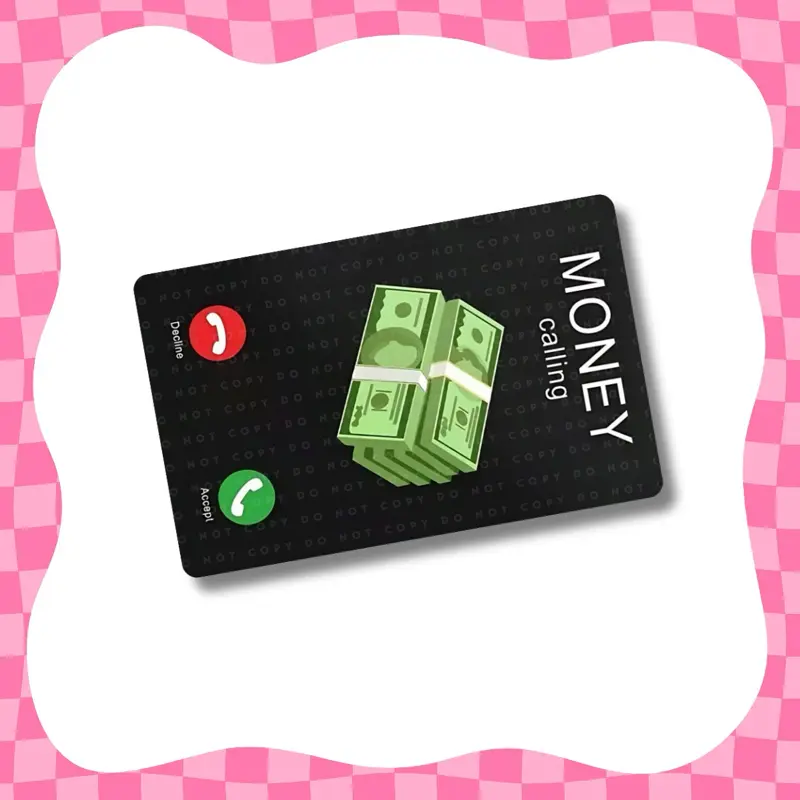 Money Calling Card Skin - Super Cute & Durable Vinyl Sticker- Water-Resistant & Versatile for Various Card Sizes