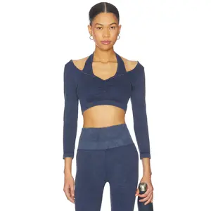 Spiritual Gangster Sun Bleached Grace Long Sleeve Top in Indigo