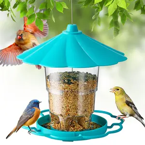 Kingsyard Adjustable Hopper Bird Feeder for Backyard Nature Watching with Rainproof Roof & Squirrel Baffle Design Holds 2.5 lbs of Seed for Extended Feeding Periods