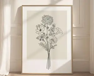 Family Flower Bouquet Birth Month Flower Art Personalized Gift. Flower Family Bouquet.Birth Flower Gift(Unframed)