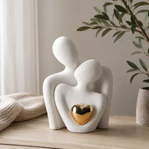Minimalist Love Theme Mini Couple Resin Decorative Figurines, Durable Home Ornament - Valentine’s Day Gift for Couples, Living Room Ornaments