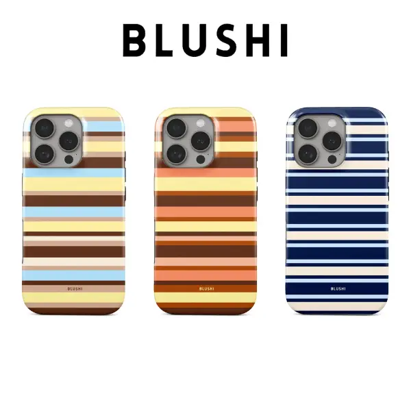 Blushi iPhone Case |   STRIPED |   Aesthetic Cover for iPhone 17/16/15/14/13/12/11 All Series |   MagSafe Compatible & Wireless Charging Ready |   Durable & Stylish |   Gift for Teen Girls, Her And Lover,Halloween,Stickers,Magnetic