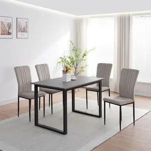 Dining Chairs Set of 4, Modern Velvet Upholstered Chairs with Metal Legs Adjustable Feet for Dining Room Kitchen (Gray)