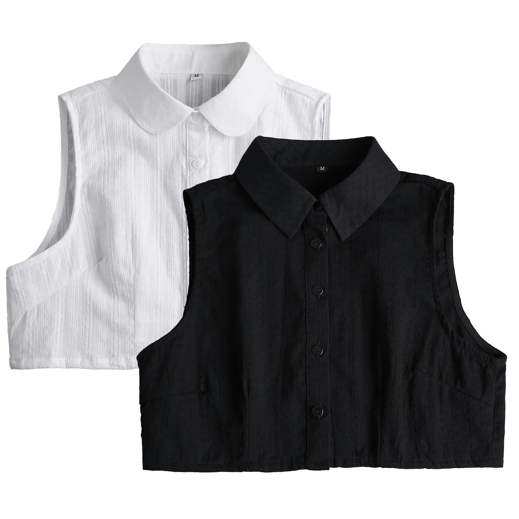 black pointed collar+white round collar