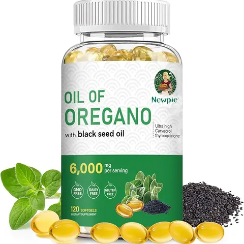 Oregano Oil 6000 mg (per serving) with Black Seed Oil —Immune Repair, Detox, Anti-Inflammatory, Eases Bloating — 120 Count