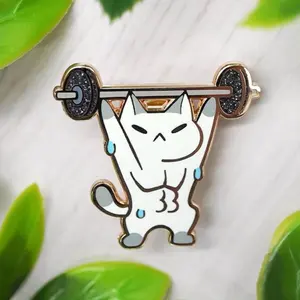 Weightlifting Cat Enamel Pin Funny Gym Cat Pin Cute Workout Cat Gift Gold Hard Enamel Pin Fitness Cat Brooch Backpack Pin Cat Lover Gift