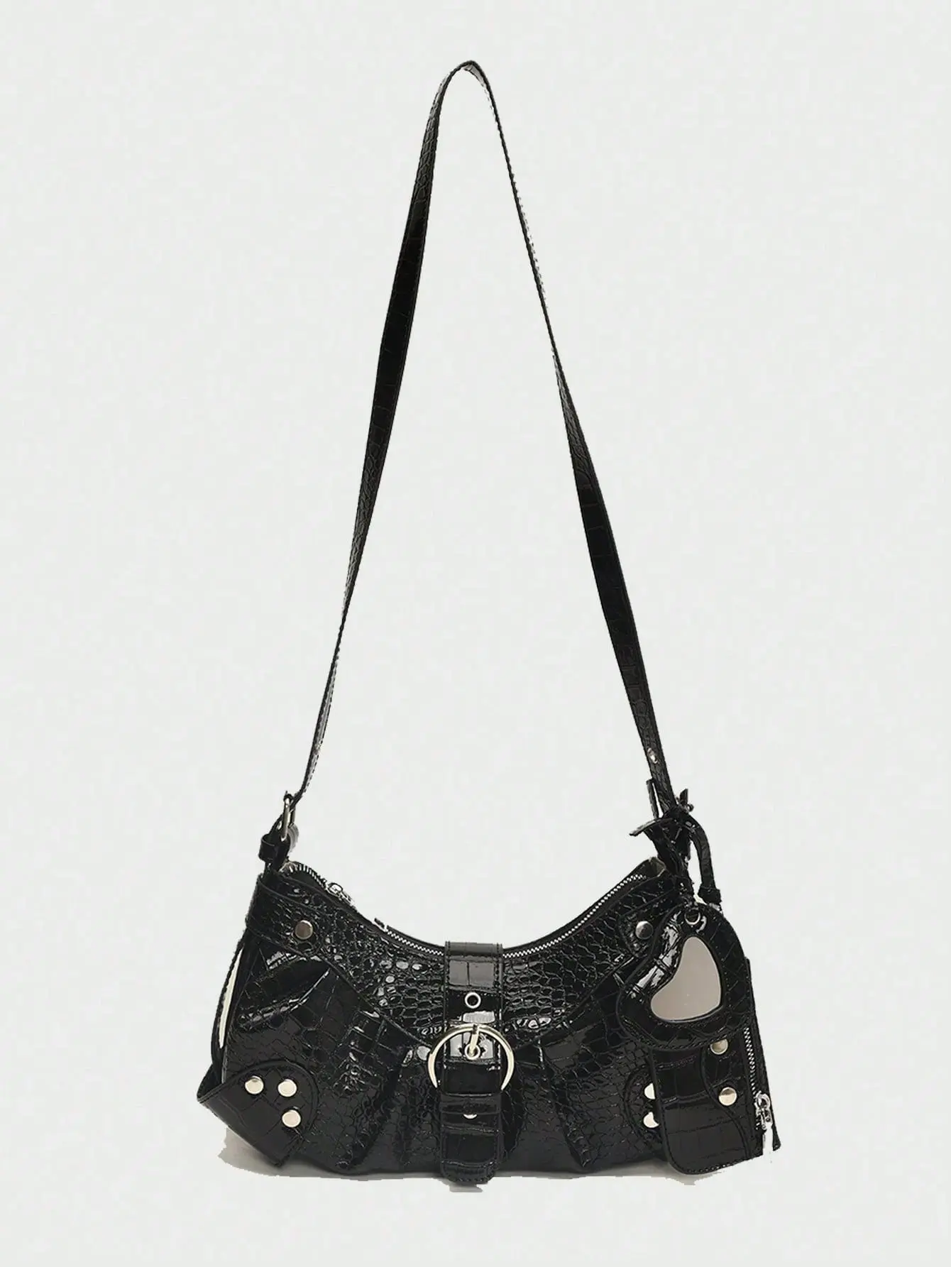 Niche Design Retro Handbag Underarm Bag with Wallet, Y2K Gothic Fashionable Type Rivet Decoration Vintage Block Decoration Women's Shoulderbag suitable for Daily Use and Travel, Steampunk, Goth Bag for Women, Cool Girls, Street Wear