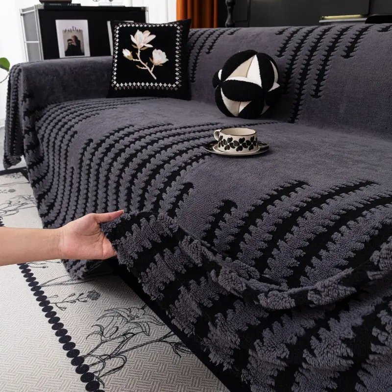 1pc Sofa Cover Bohemian-style thick plush sofa cover, pet-friendly and machine washable for all seasons, sofa couch covers, suitable for 2/3/4-seater and modular sofas, Universal sofa protector