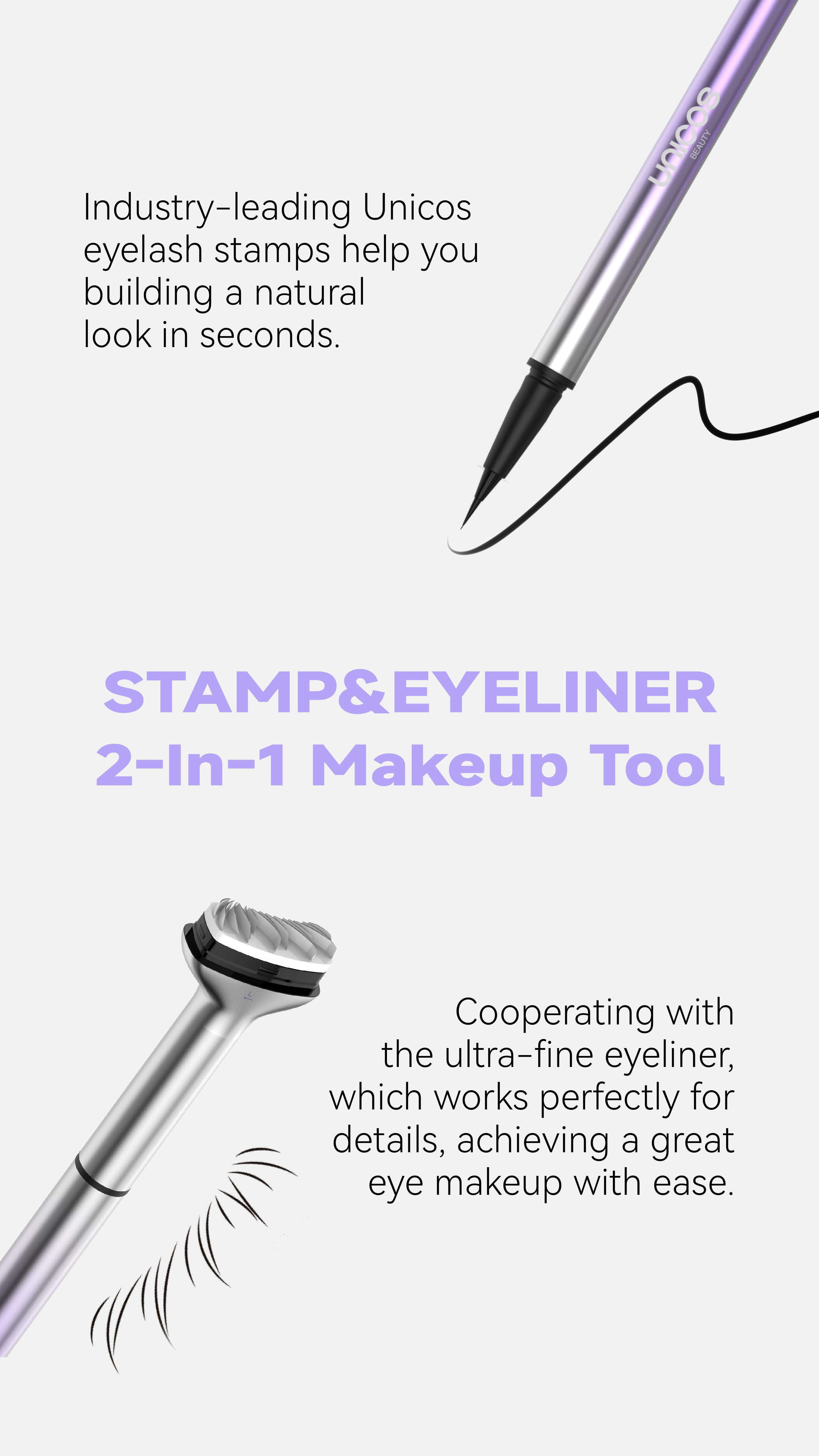 【NewGen】Unicos Lower Eyelash Stamp 2-in-1 Eye Makeup Tool with Waterproof Ink, Compact Design, Easy Application for Natural Look, Cosmetics, dealsforyouday