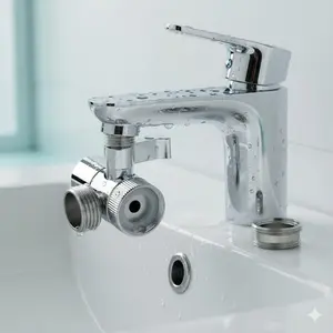 Multifunctional Water Faucet Adapter Valve, Leak-Proof Quick Connect for Washing Machine Shower Garden Hose, One-Click Dual Mode Switch, Universal Size Fits Kitchen Bathroom Outdoor Use