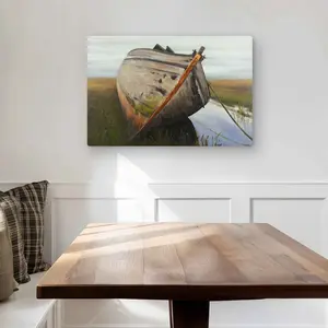 Begin Home Decor C1MP2030UU5D9N 20 x 30 in. Old Abandoned Boat In A Swamp Wall Art - Marine Metal Print Decor