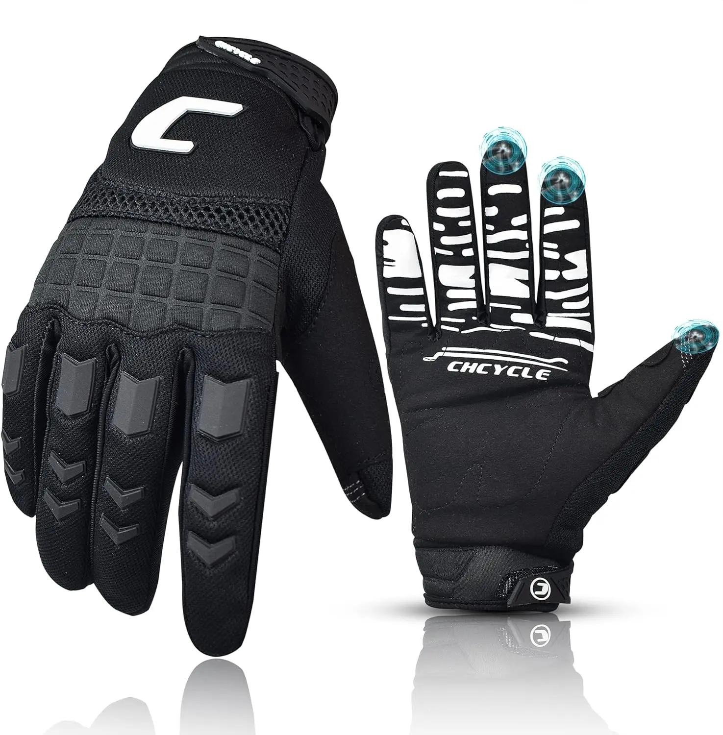 Dirt Bike & Motorbike Gloves for Men - Mountain Bike, Motocross & ATV Racing - Touch Screen, Full Finger Gloves for Cycling, BMX, MTB & MX
