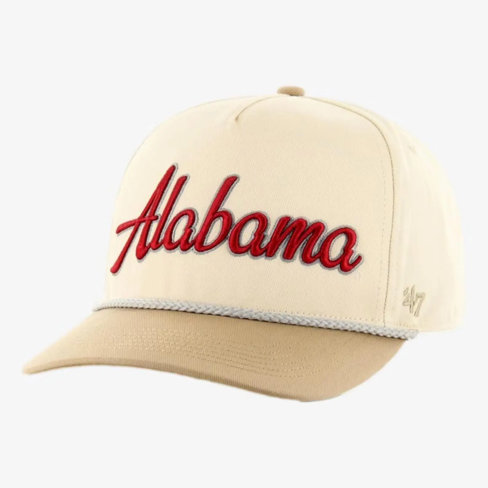 Alabama Rope Snapback Hat, Retro College Baseball Trucker Cap with Embroidered Script Logo, Vintage Crimson Game Day Style Hat for Men 2026