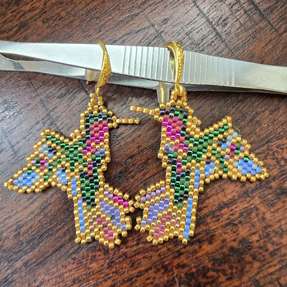 Hand Beaded Hummingbird Earrings