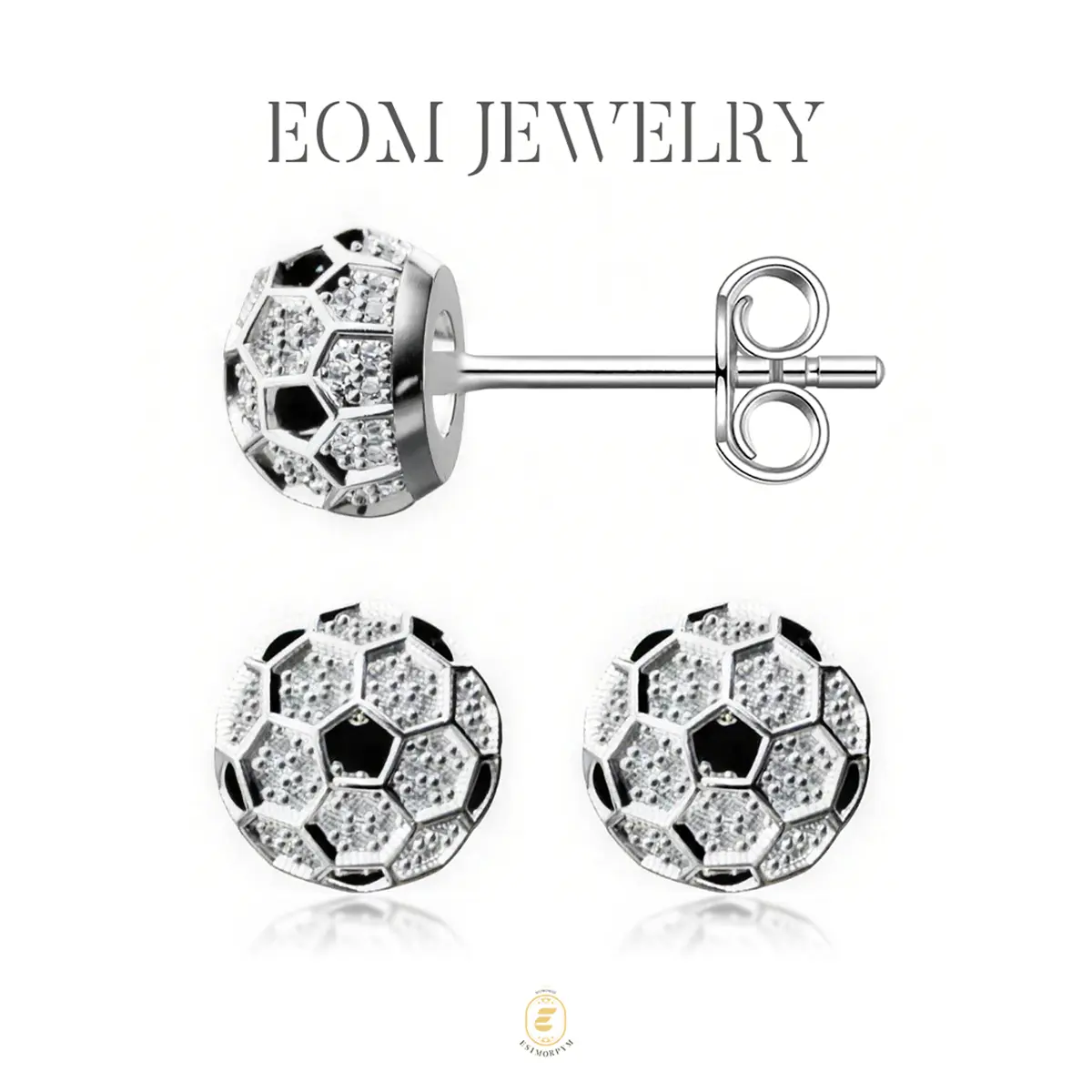 Moissanite Light of Victory Soccer Stud Earrings Silver-Plated Football Design Jewelry Wedding Engagement Anniversary Valentine's Day Birthday Daily Wear