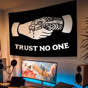 3x5ft Trust No One Quote Polyester Tapestry - Aesthetic, Lightweight, Perfect for Bedroom, Home Office, or Gift Decor