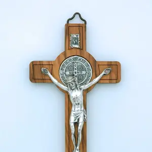 Italian Wood St. Benedict Wall Cross, 5 in