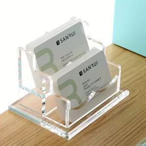1pc Desktop Business Card Case, Business Card Holder, Creative Business Card Holder, Transparent Acrylic Business Card Display Stand, Holds100 Cards