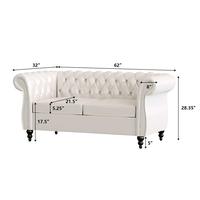 White PU 2 Seater Tufted Sofa