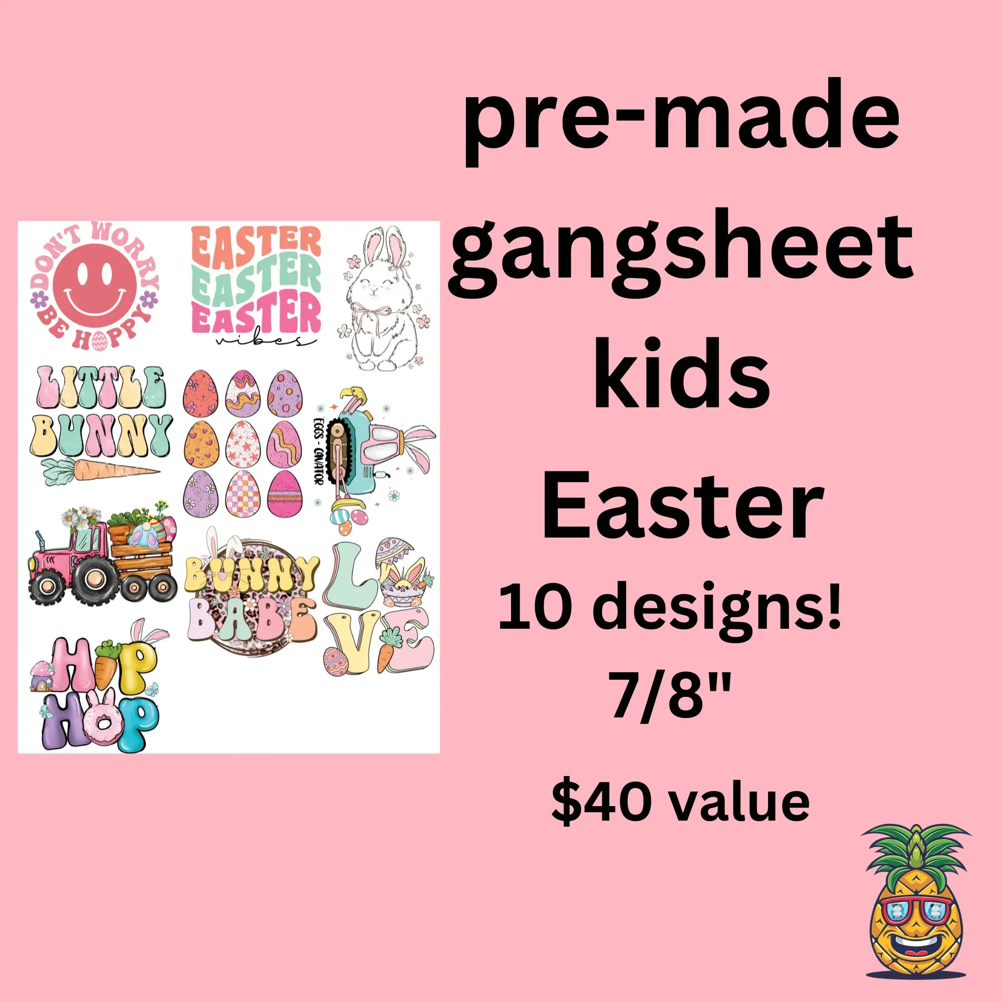 Easter Day Direct to film Gang Sheet - 10 designs at 8" - Ready to press