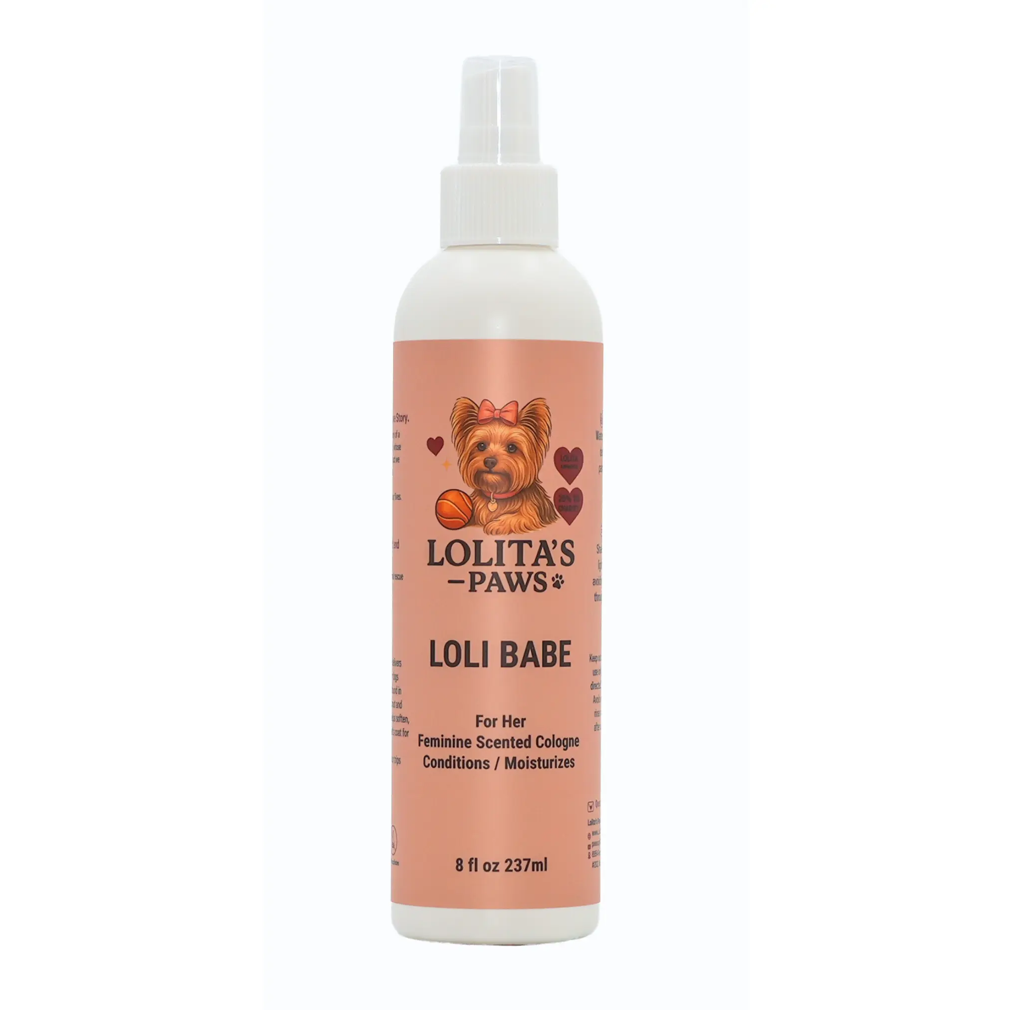 Lolita's Paws Loli Babe Feminine Dog Cologne – Deodorizing Pet Spray for Dogs, Softens & Conditions Coat, Fresh Scent, 8 oz, Made in USA, For Her