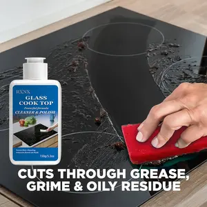 Instant glass cooktop cleaner & polish cream (150 g / 5.3 oz). An easy, hassle-free stubborn grease remover for ceramic stovetops.