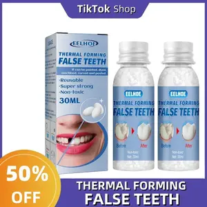 EELHOE Moldable Dental Gel Dentures Temporary Fillings for Broken Teeth, Cavities & Gaps | Shapeable Tooth Repair Kit with Dental Glue Film & Makeup | Oral Care Fake Tooth Replacement Solution Reusable Natural Smile Dental Veneers