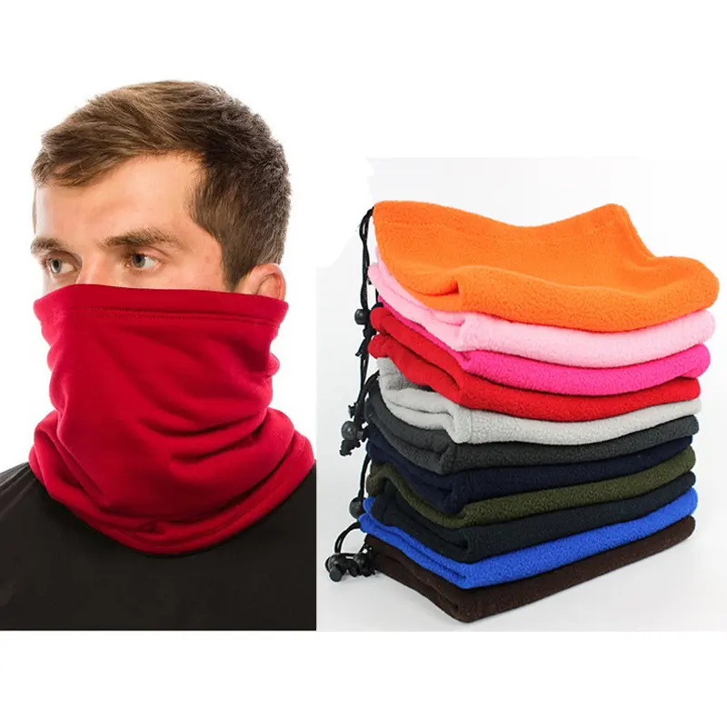 Windproof Polar Fleece Neck Gaiter for Adults, Breathable Polyamide Balaclava Face Mask for Skiing with Adjustable Drawstring Fit