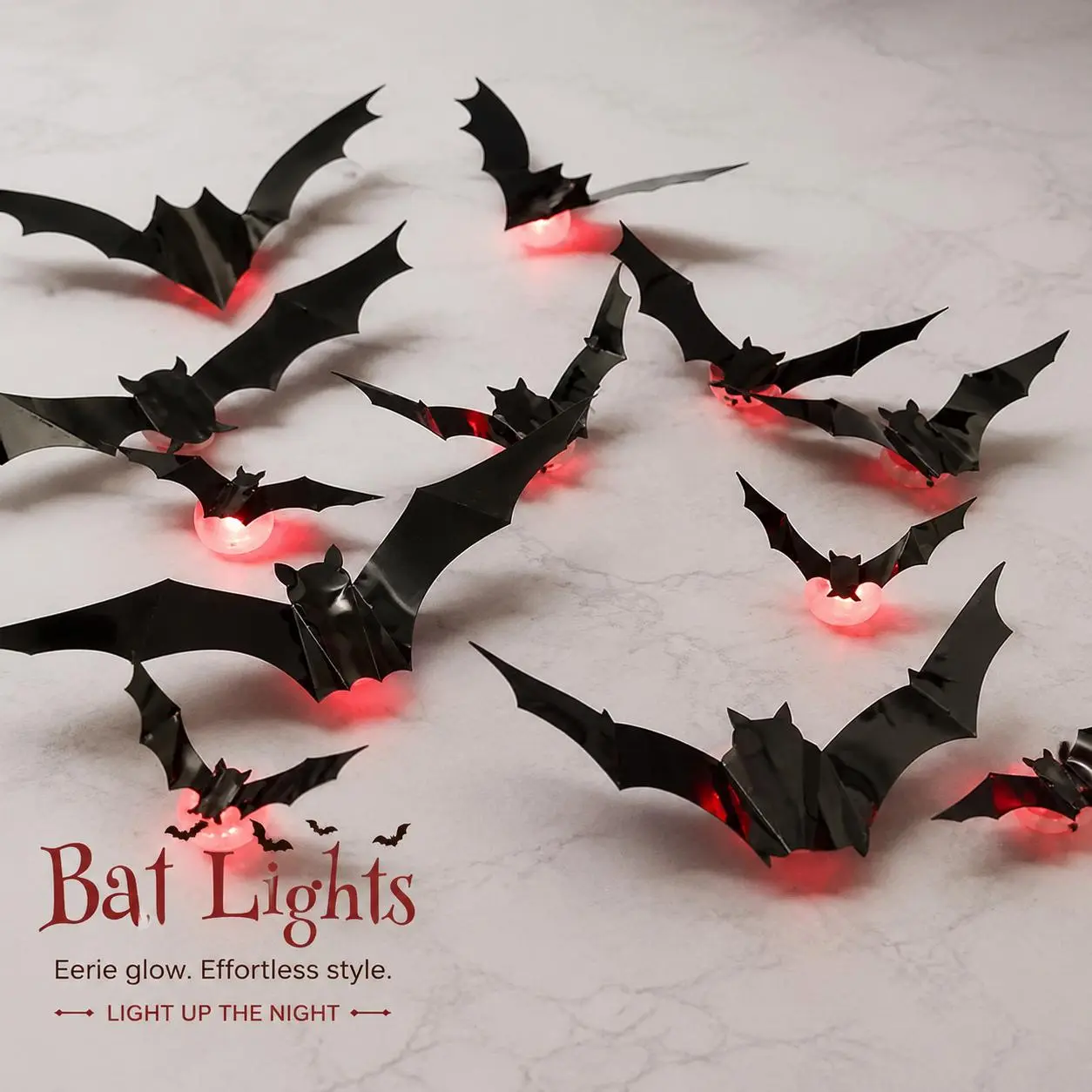 3D bat design LED decorations, LED Halloween 3D bat decorative wall stickers, luminous bat decorations, suitable for indoor and outdoor bedroom, window party supplies
