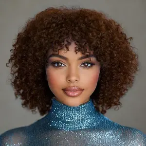 Sway Hair [180% Density Human Hair] Sway Hair BoB Afro wigs Human Hair Short Kinky Curly Wig For Women 13X4 Front Lace Machine Wigs Natural Black