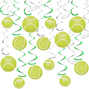 54 count Tennis Party  Swirls Decorations  Balls Garland Foil Ceiling Wall  Cutouts for Tennis Theme Party  Shower Birthday Decoration Supplies