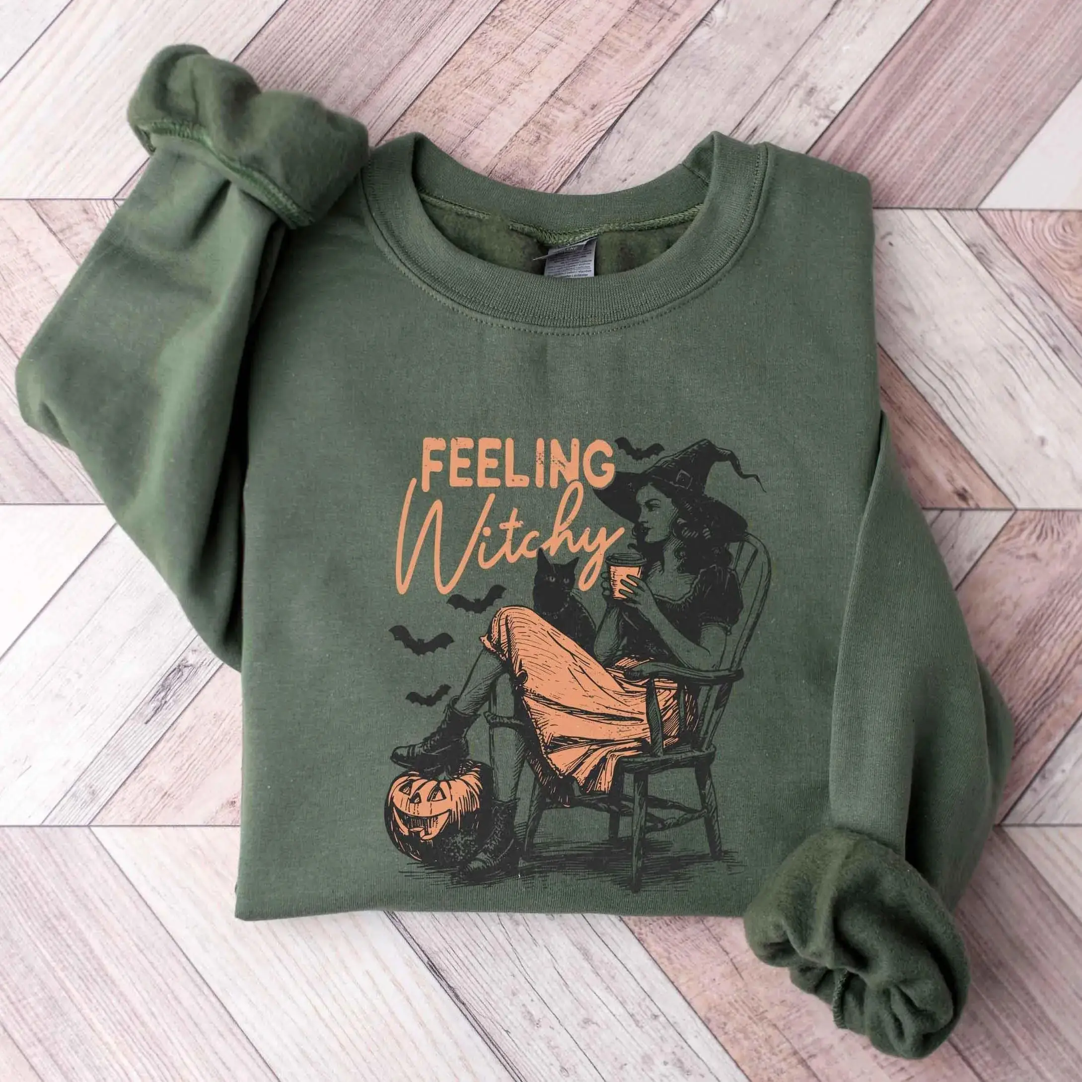 Feeling Witchy Sweatshirt, Halloween Witch Sweatshirt, Spooky Season Crewneck, Witchy Aesthetic Apparel, Spooky Witch Spell Sweater, Crazy Halloween Gifts for Women, Cute Witchy Vibes Graphic Outfit, Fall Autumn Season Graphic Sweatshirt