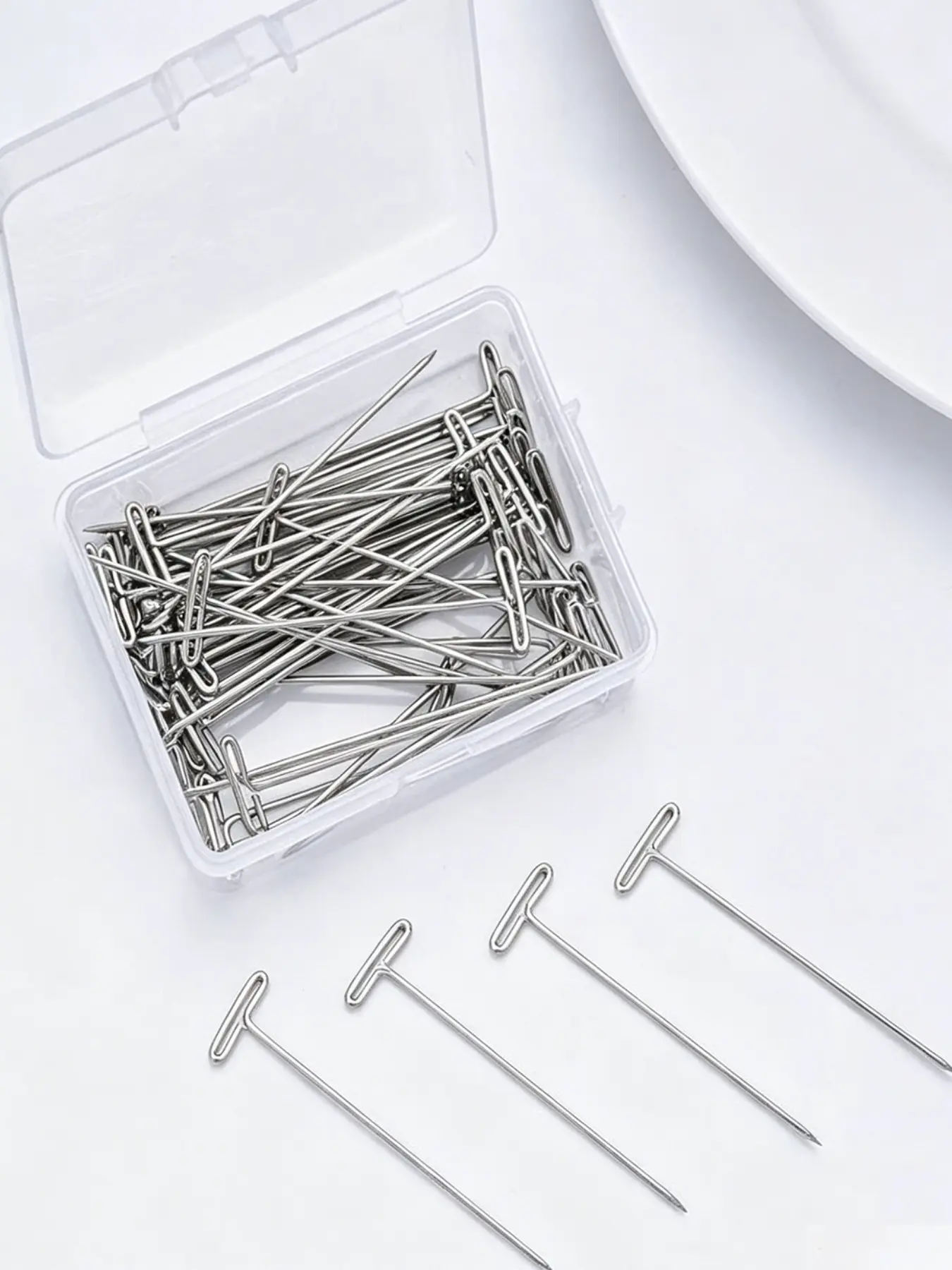 Silver Color T-Shaped Needle for Wigs and Hair Extensions, Salon or DIY Hair Styling Fixing Needle, 50 Pieces for All Seasons, Hair Styling Tools