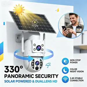JOOAN No Wiring Solar Security Camera – 3MP HD, 330° Pan Tilt, Supports human motion detection (auto-tracking), Color Night Vision, App Control, Outdoor Waterproof