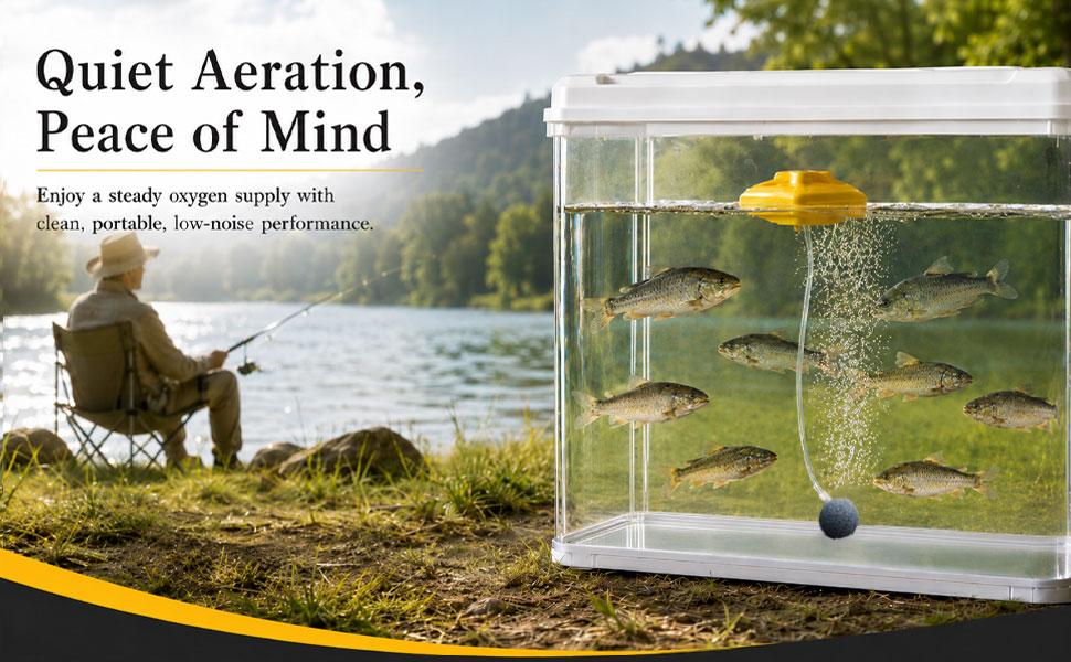 2026 New Rechargeable Bait Bucket Aerator for Fish Tank Owners, Portable IPX7 Waterproof Ultra-Quiet Bubbler, Floating Oxygen Pump for Live Minnows