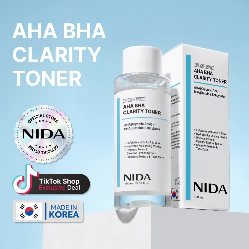 NIDA AHA BHA Clarity Toner Daily Exfoliant Skincare Soothing