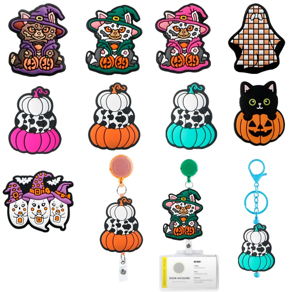 5pcs New Silicone Focal Beads Halloween Pumpkin & Ghost Designs Perfect for DIY Halloween-Themed Necklaces Bracelets Beaded Pens Name Tags and Other Handicrafts