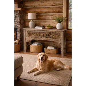 Rustic Tortoise Wooden Metal-Fitted Console