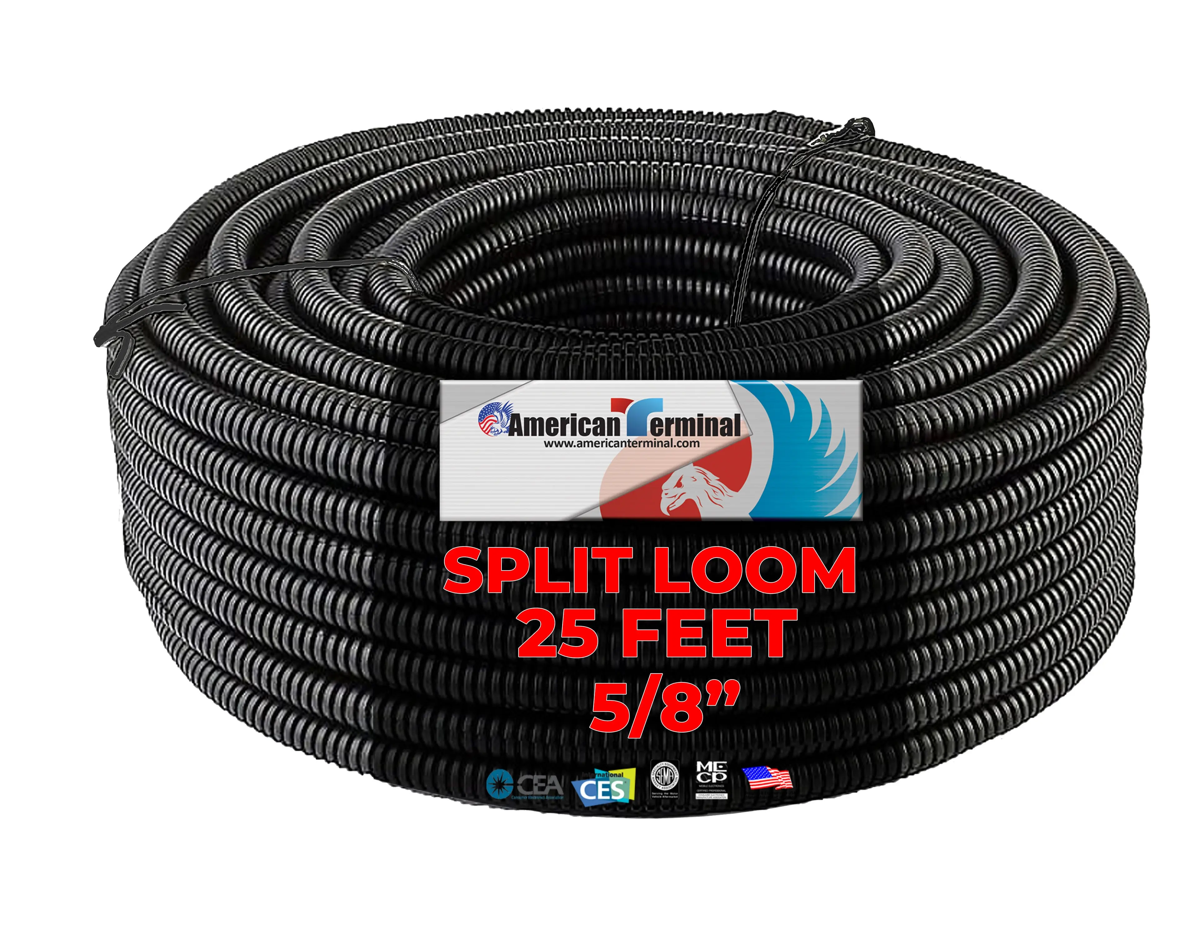 25 Ft 5/8" Split Wire Loom Conduit Polyethylene Tubing Black Color Sleeve Tube