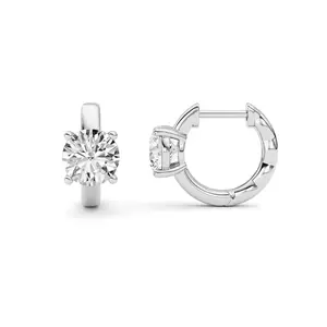 1.00ct 14K White Gold Round Fancy Diamond Hoop Earrings (IGI Certified)