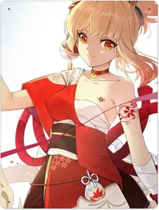 Genshin Impact Yoimiya Game Wall Art Painting, Game And Anime Iron Prints for Home Decorations